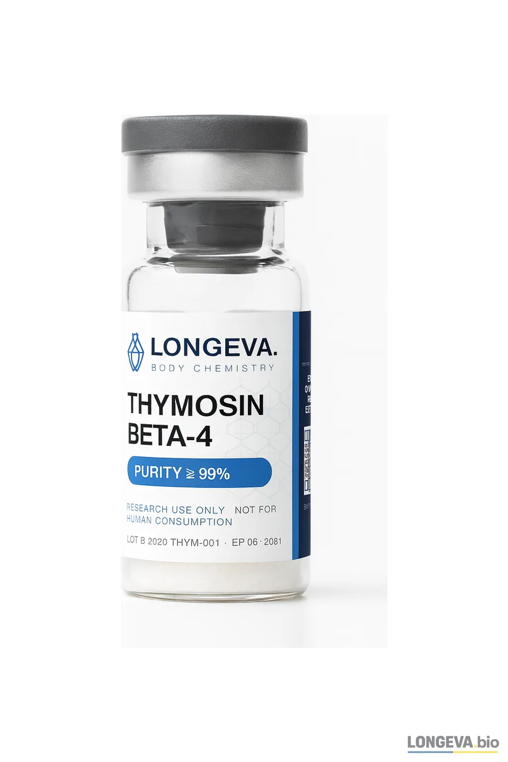 Thymosin Beta-4 vial with grey cap and white label